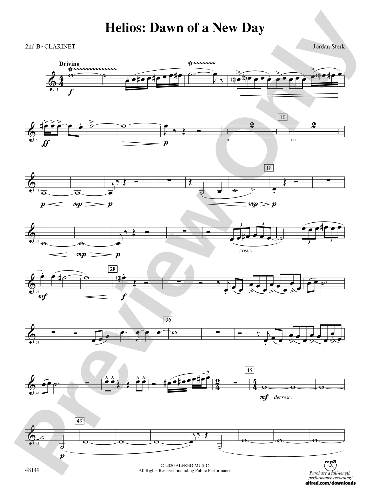 Helios: Dawn of a New Day: 2nd B-flat Clarinet