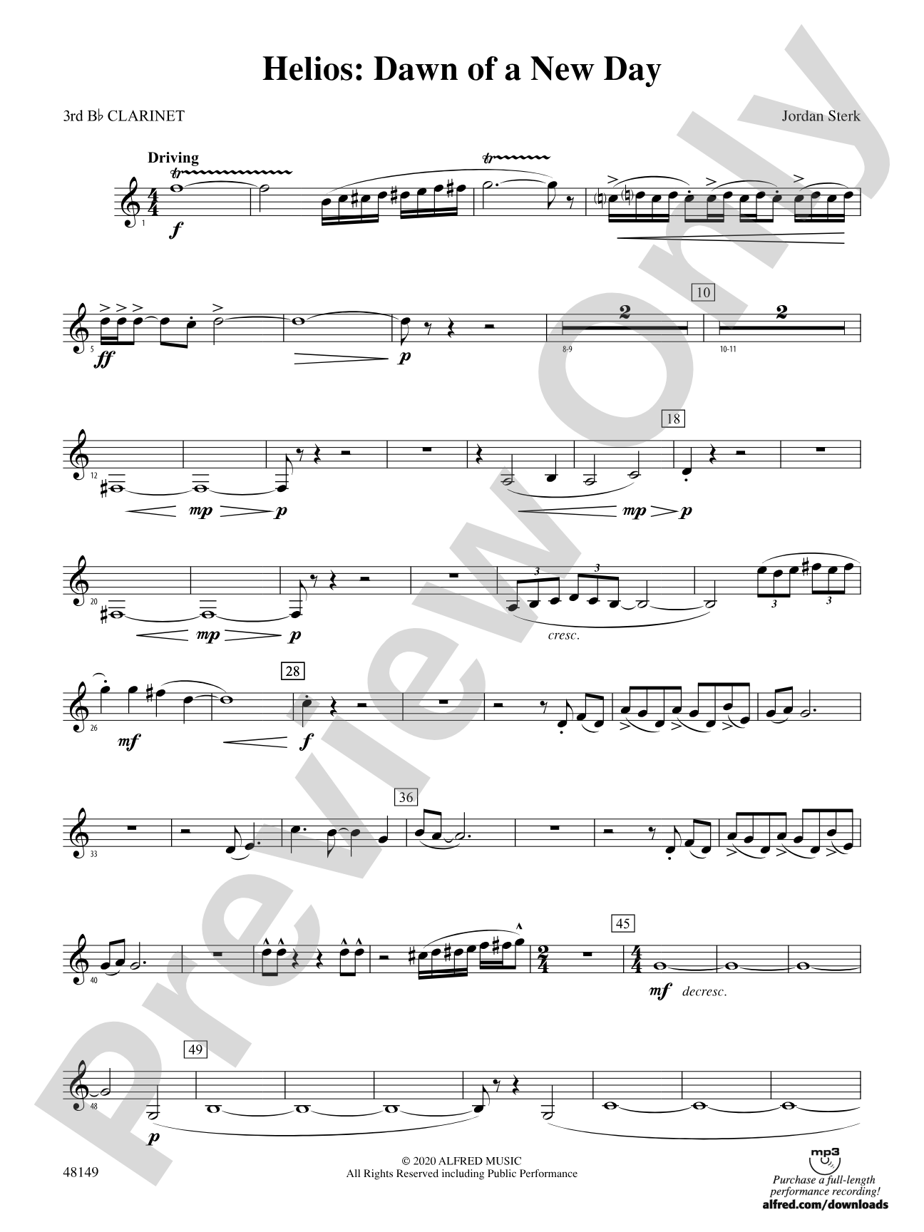 Helios: Dawn of a New Day: 3rd B-flat Clarinet