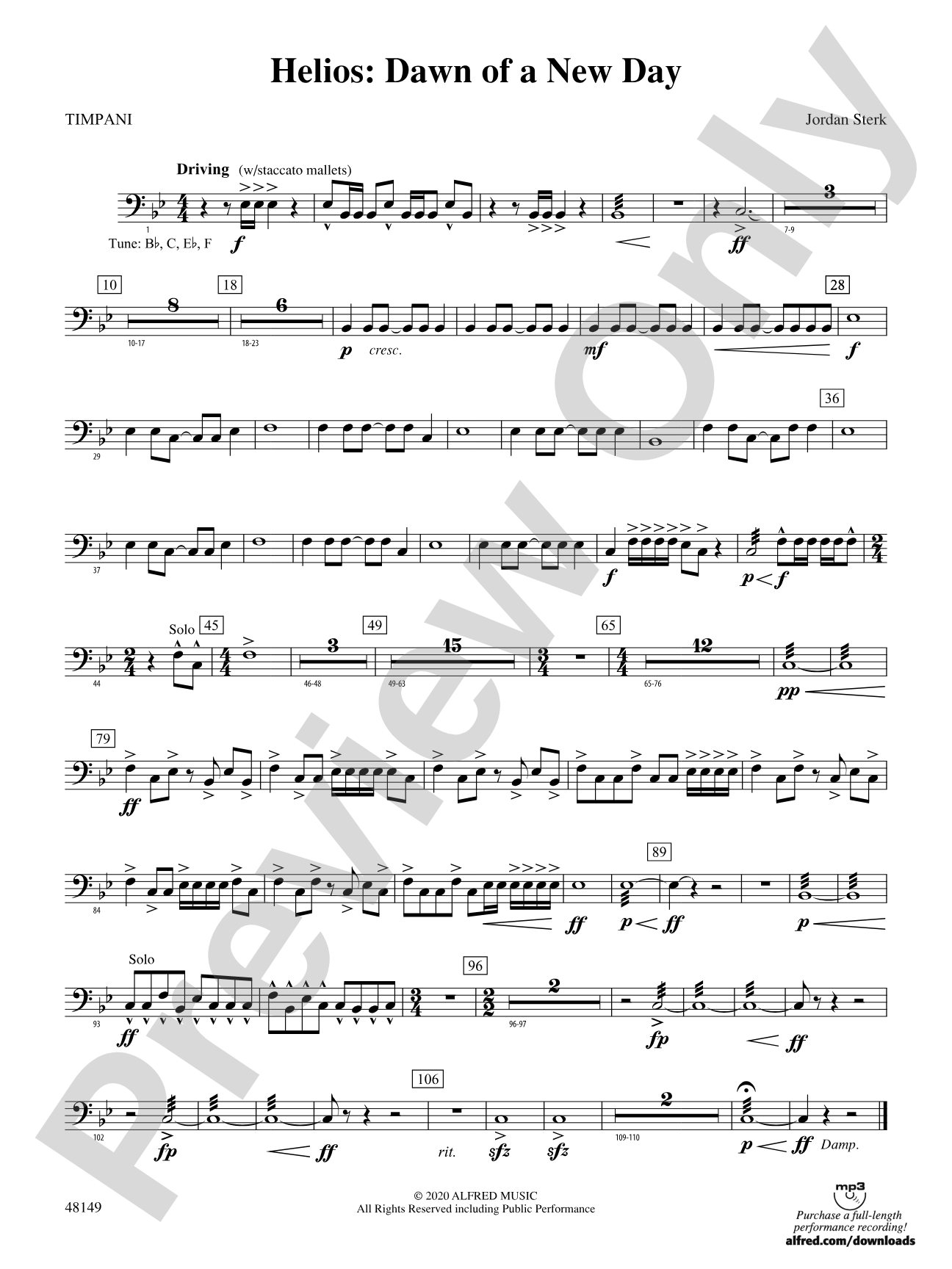 Helios: Dawn of a New Day: Timpani
