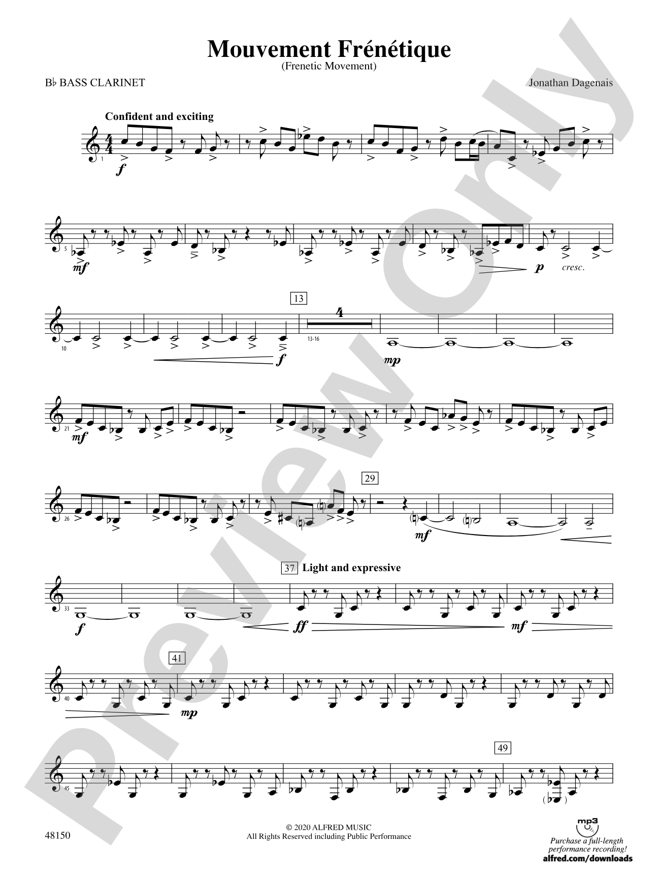 Mouvement Frénétique: B-flat Bass Clarinet