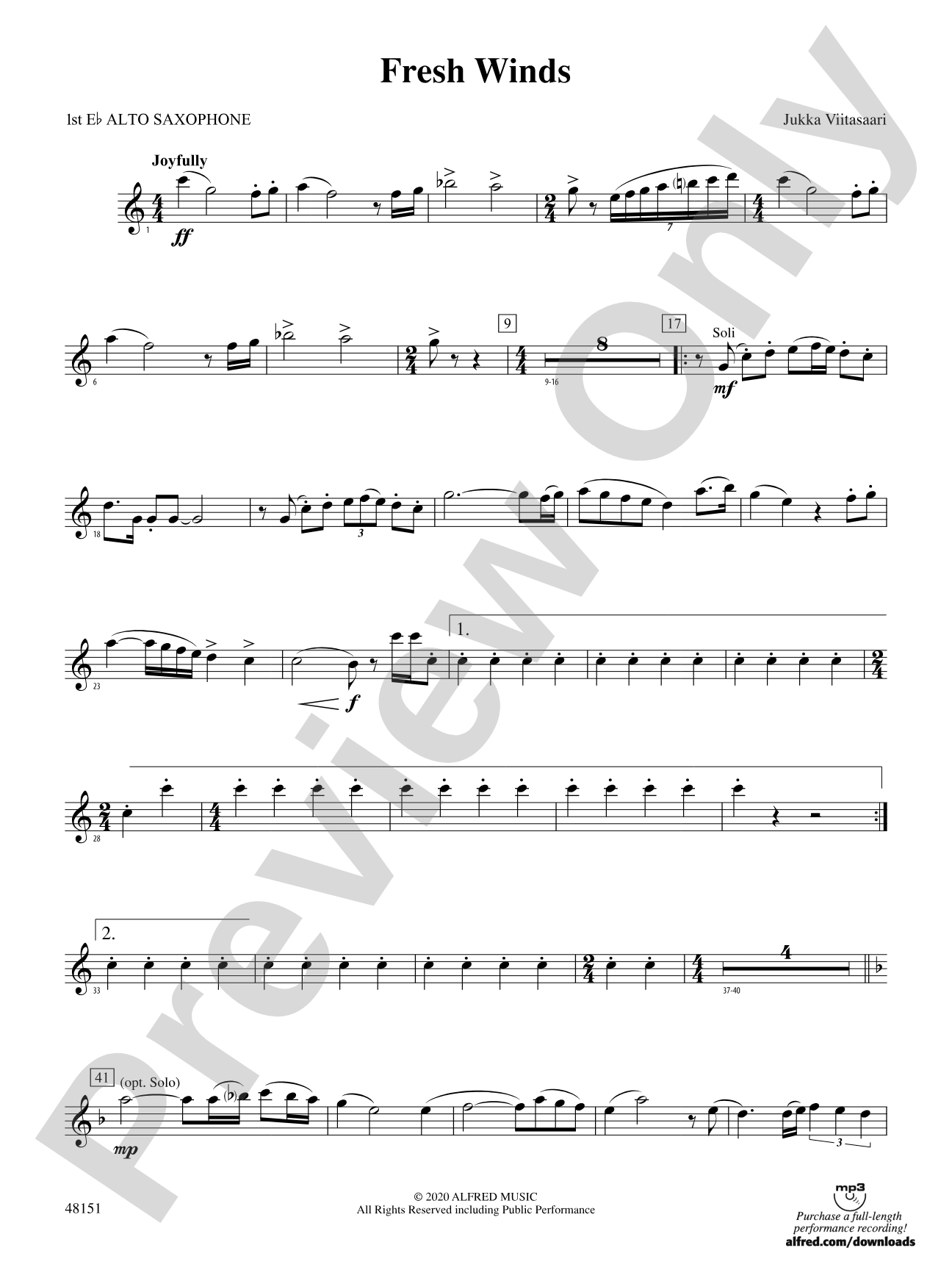 Fresh Winds: E-flat Alto Saxophone