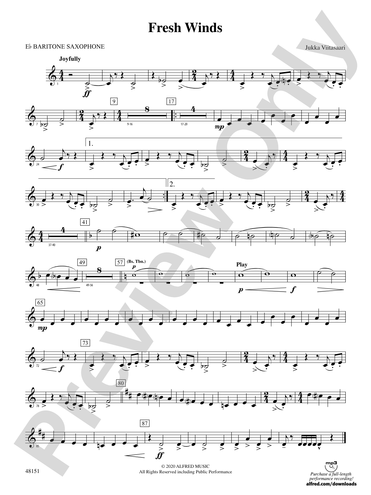 Fresh Winds: E-flat Baritone Saxophone