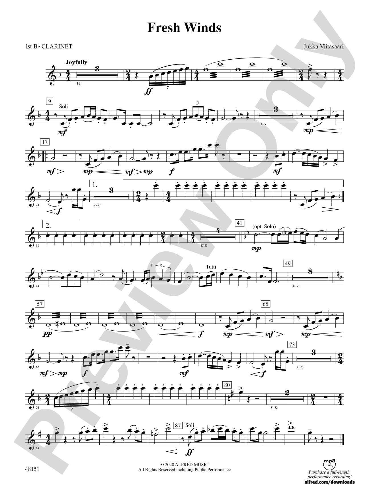 Fresh Winds: 1st B-flat Clarinet