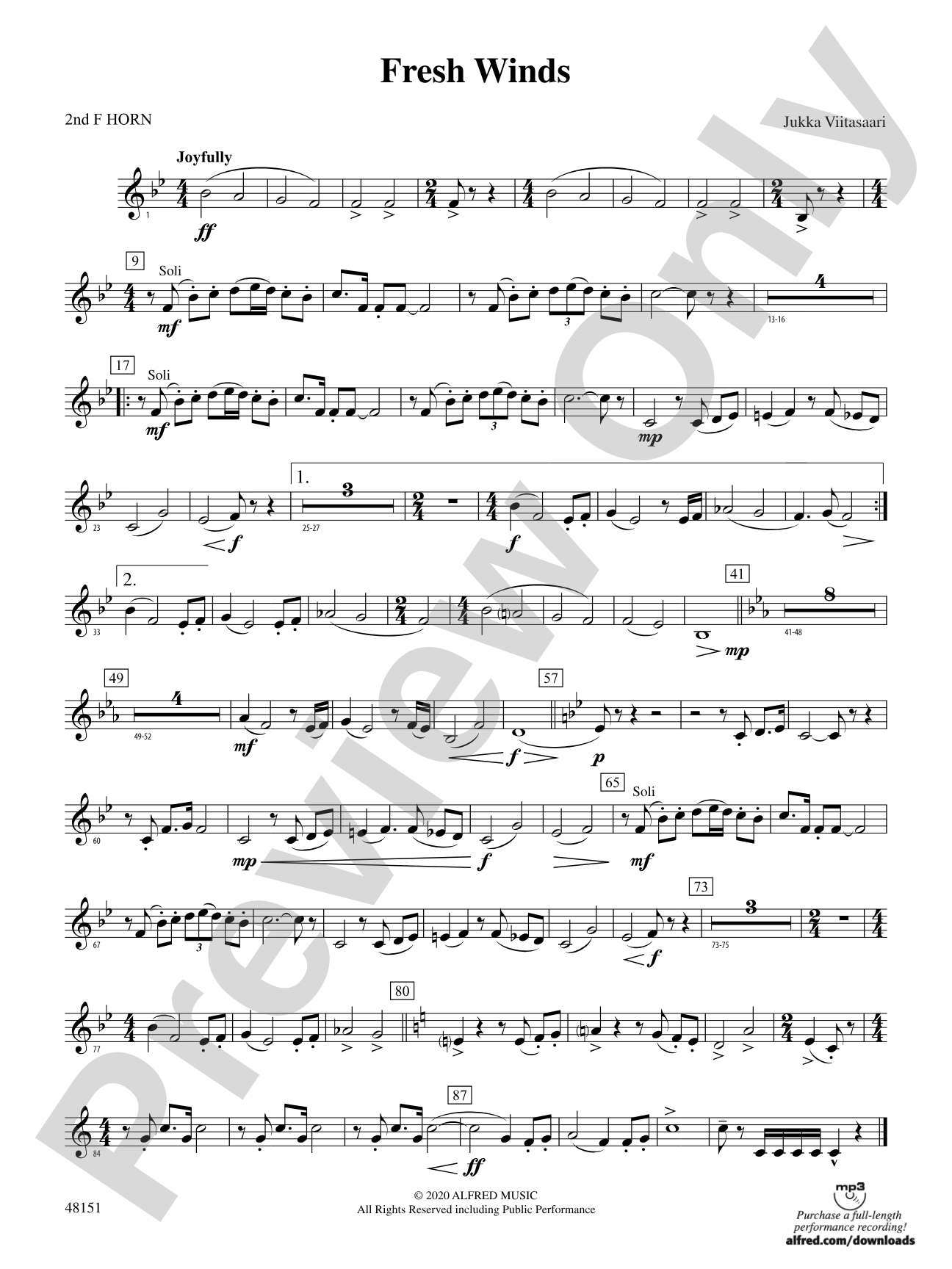 Fresh Winds: 2nd F Horn