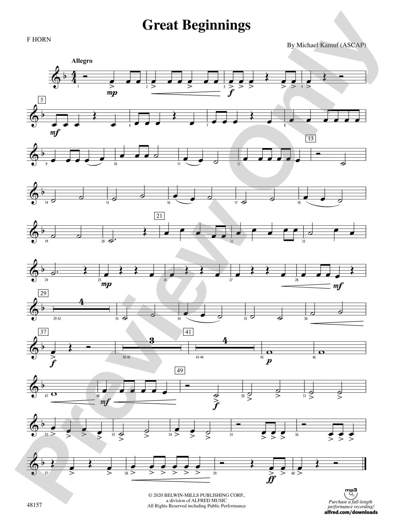 Great Beginnings: 1st F Horn