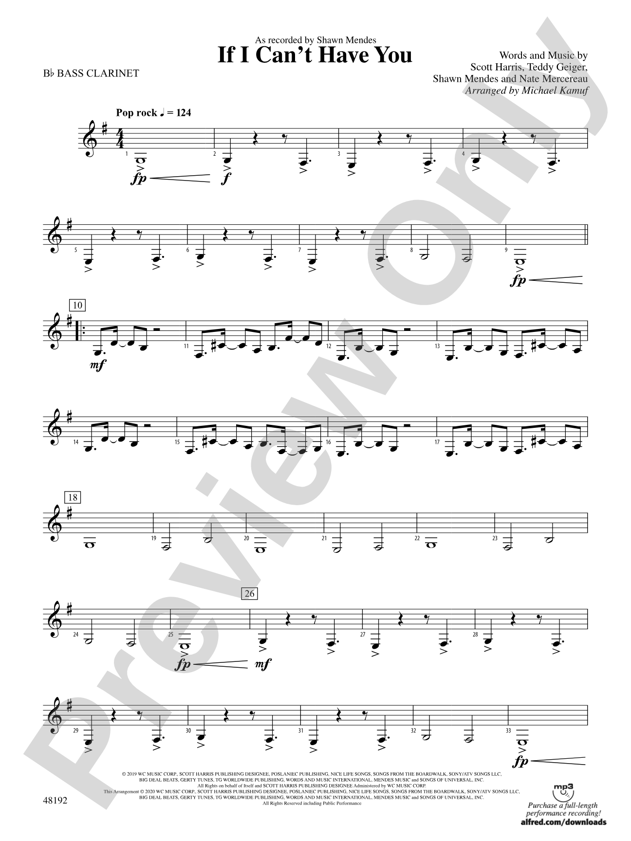 If I Can't Have You: B-flat Bass Clarinet