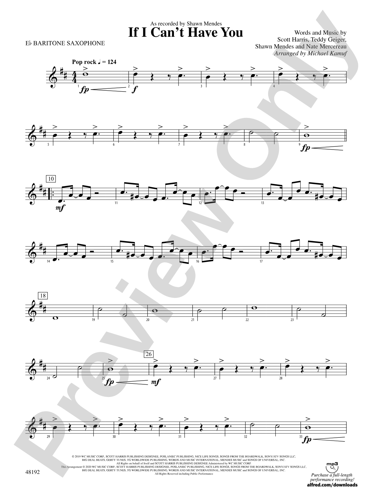 If I Can't Have You: E-flat Baritone Saxophone