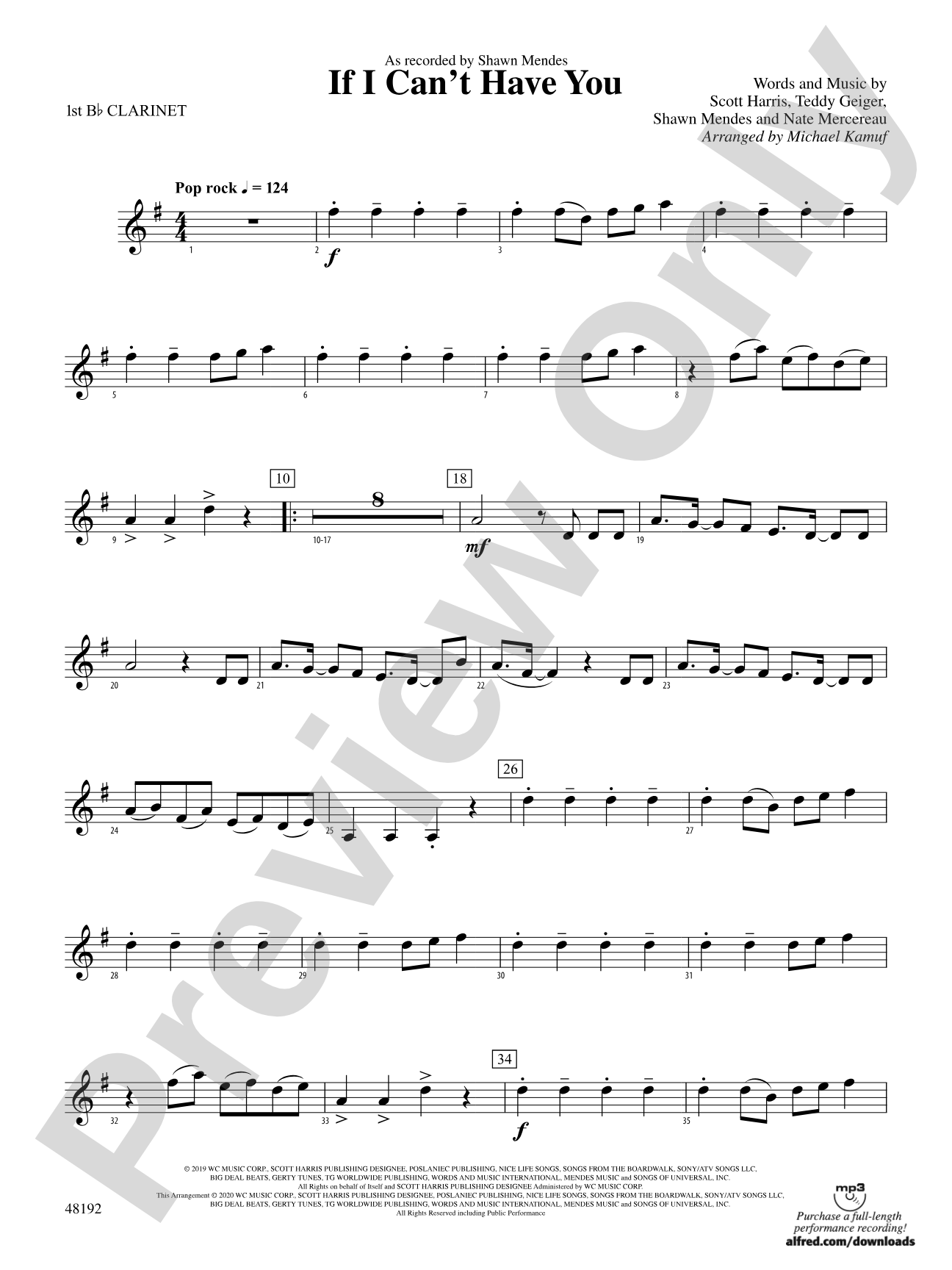 If I Can't Have You: 1st B-flat Clarinet