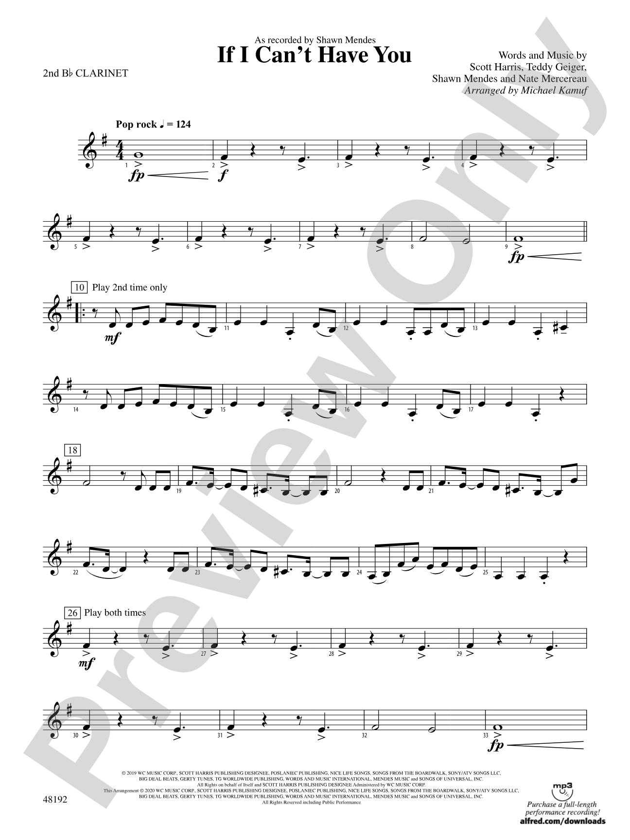 If I Can't Have You: 2nd B-flat Clarinet