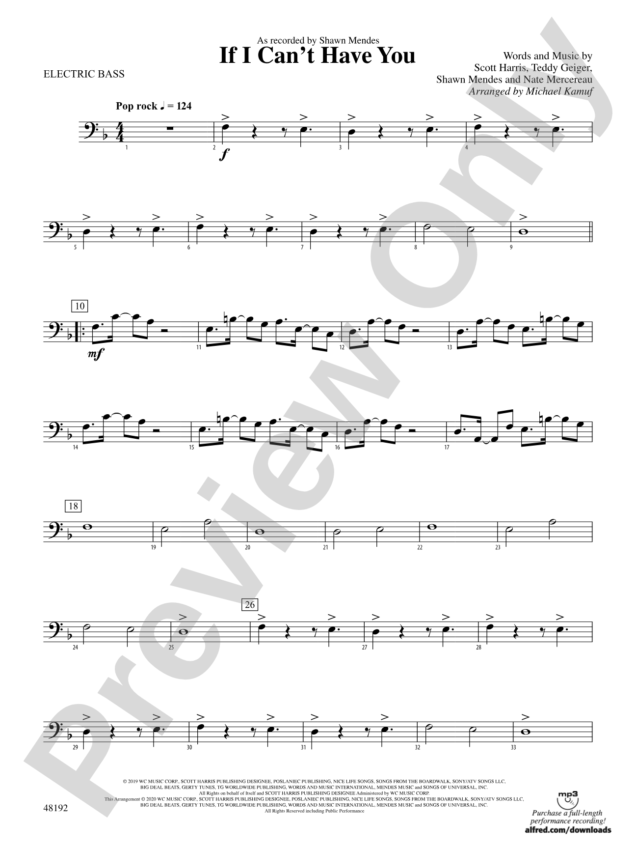 If I Can't Have You: Electric Bass