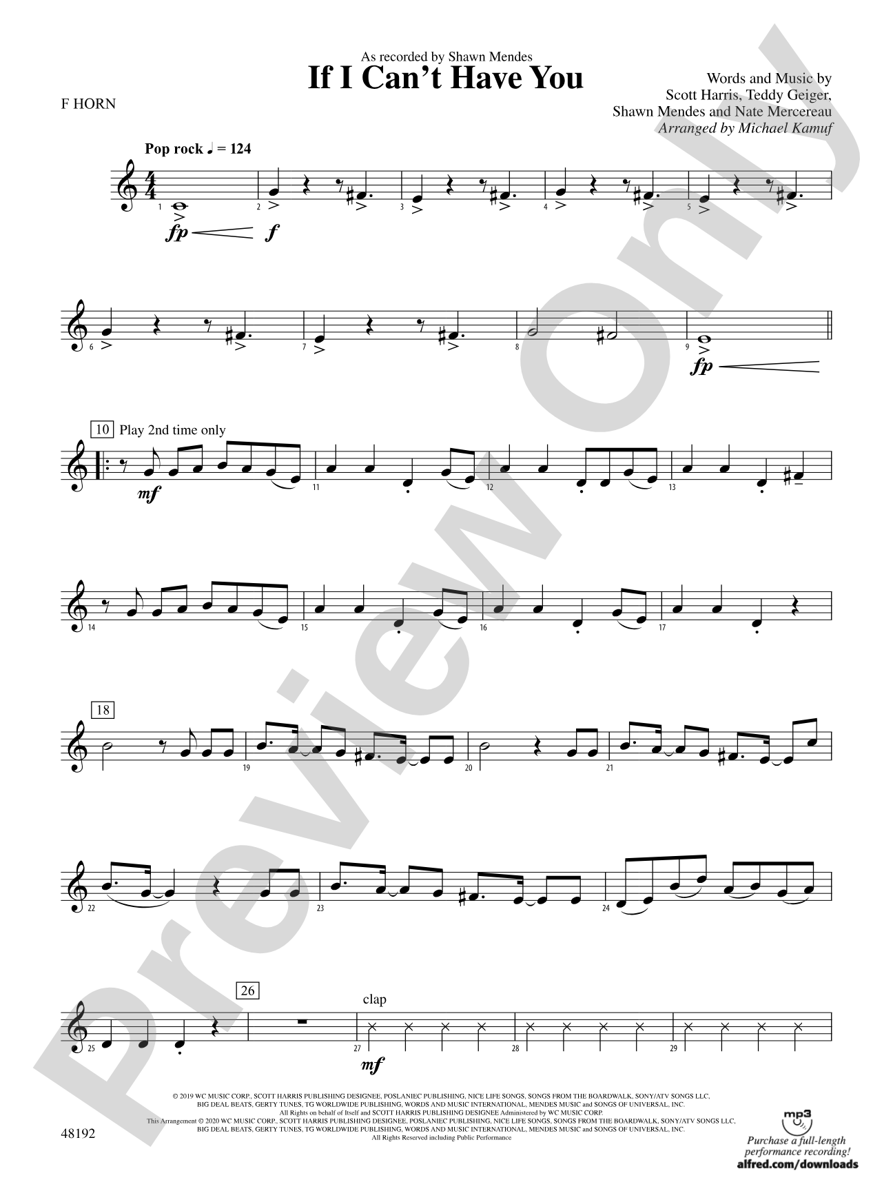If I Can't Have You: 1st F Horn