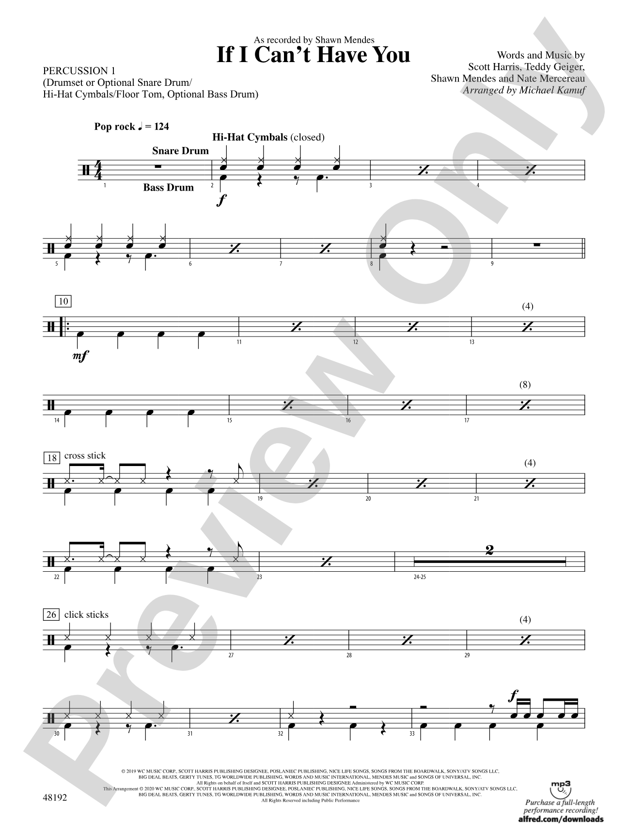 If I Can't Have You: 1st Percussion