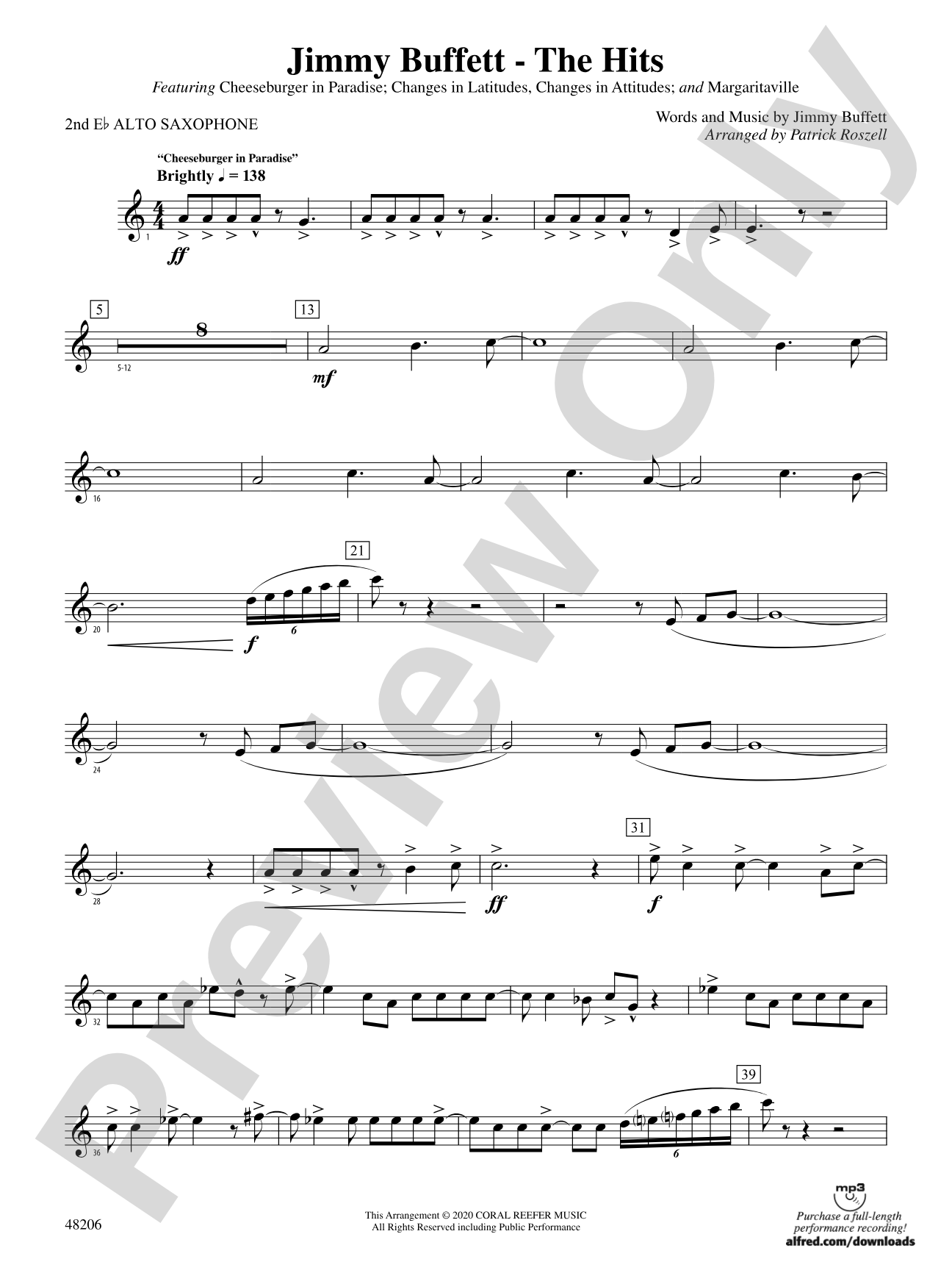 Jimmy Buffett--The Hits: 2nd E-flat Alto Saxophone