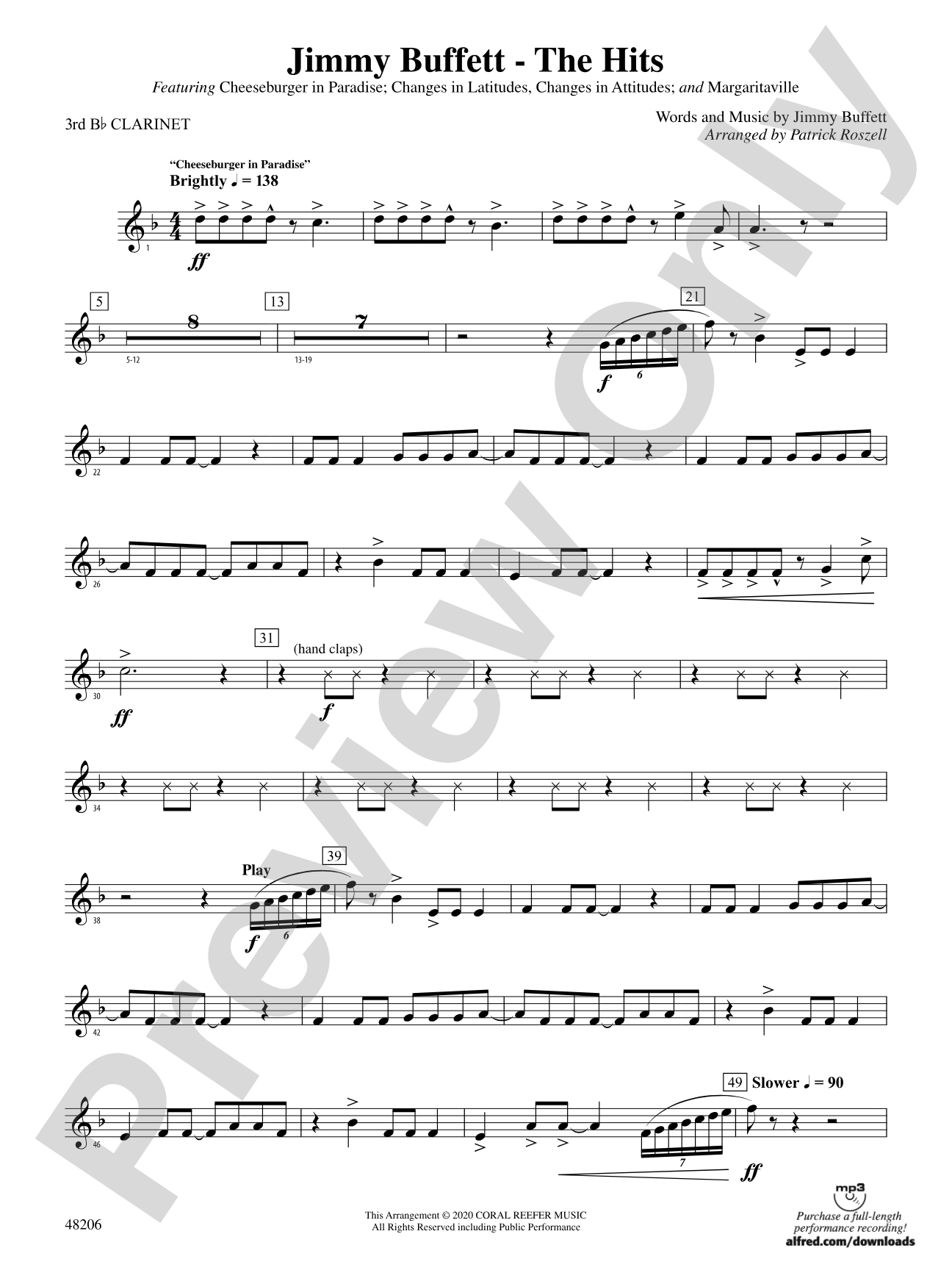 Jimmy Buffett--The Hits: 3rd B-flat Clarinet