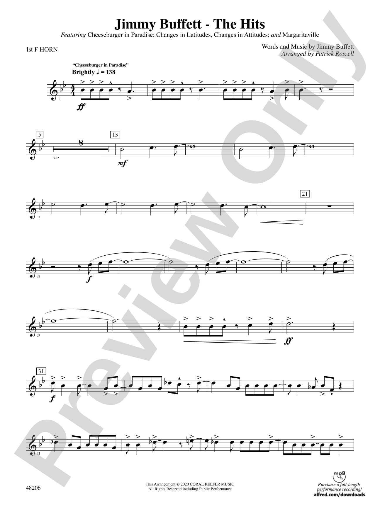 Jimmy Buffett--The Hits: 1st F Horn