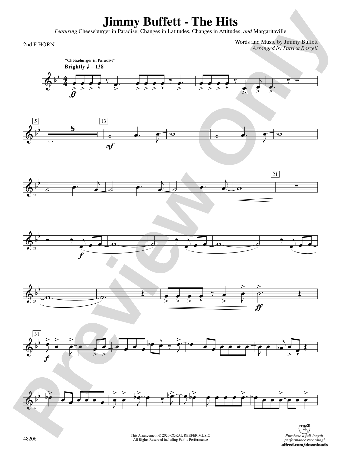 Jimmy Buffett--The Hits: 2nd F Horn