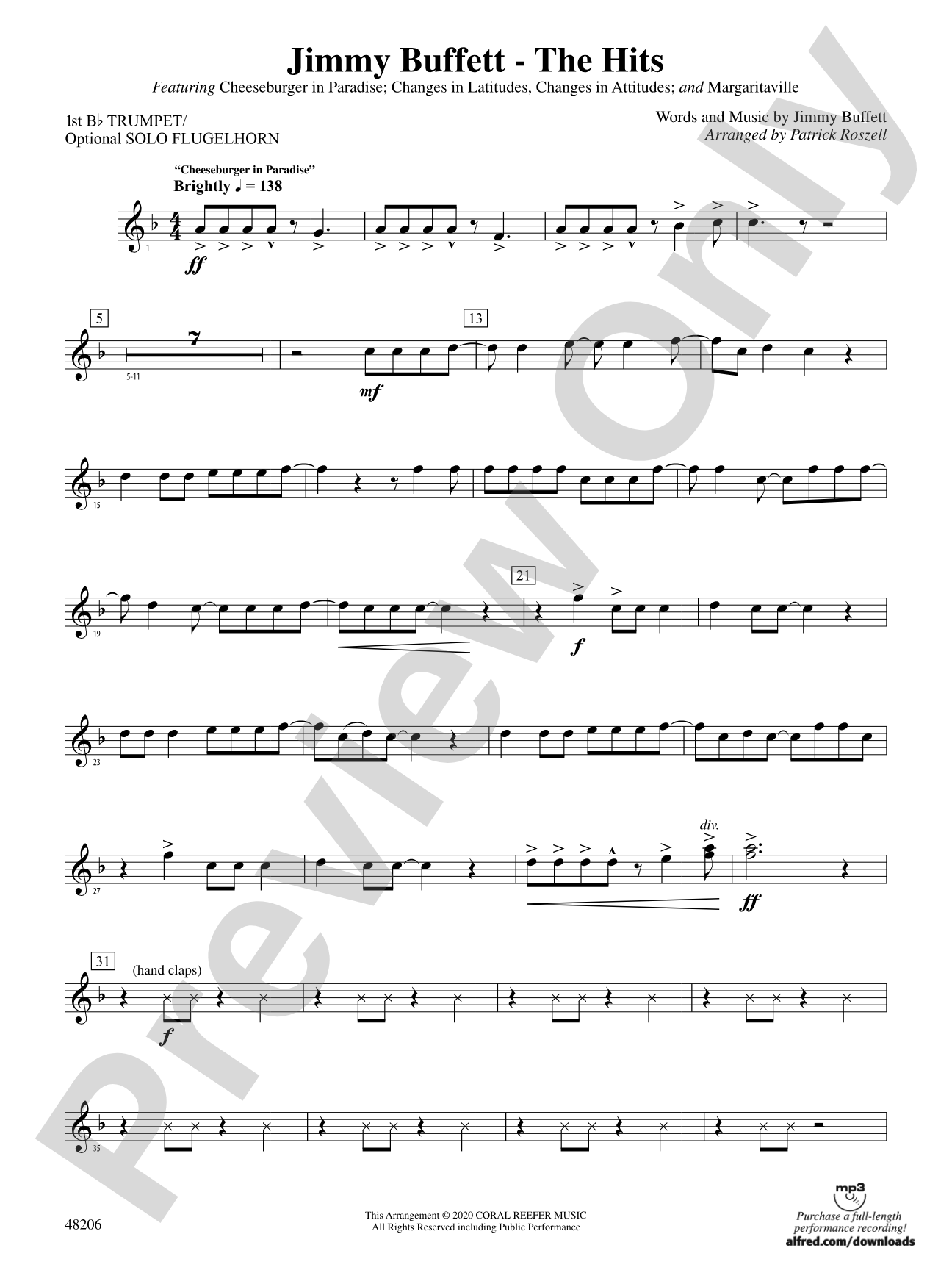 Jimmy Buffett--The Hits: 1st B-flat Trumpet