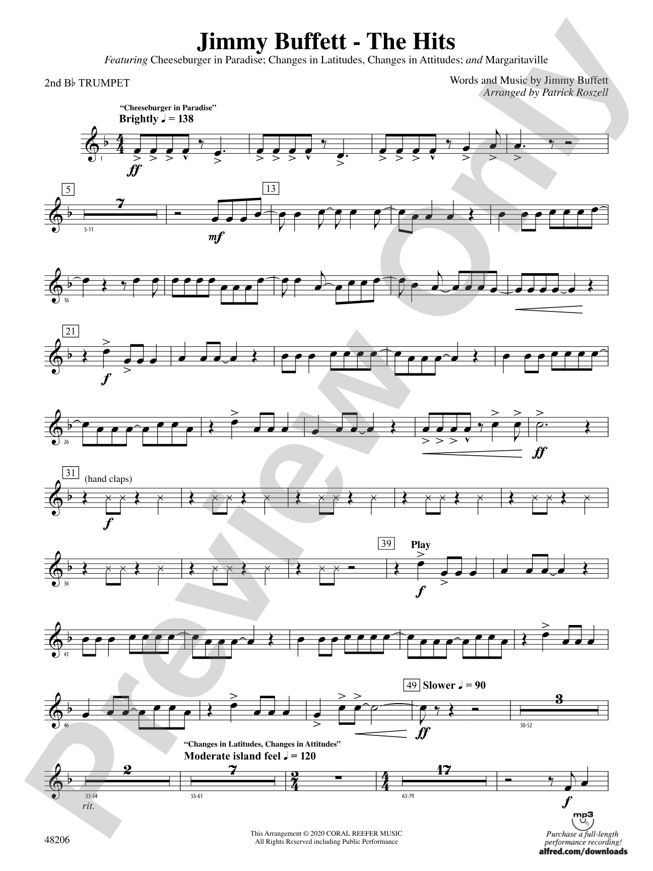 Jimmy Buffett--The Hits: 2nd B-flat Trumpet