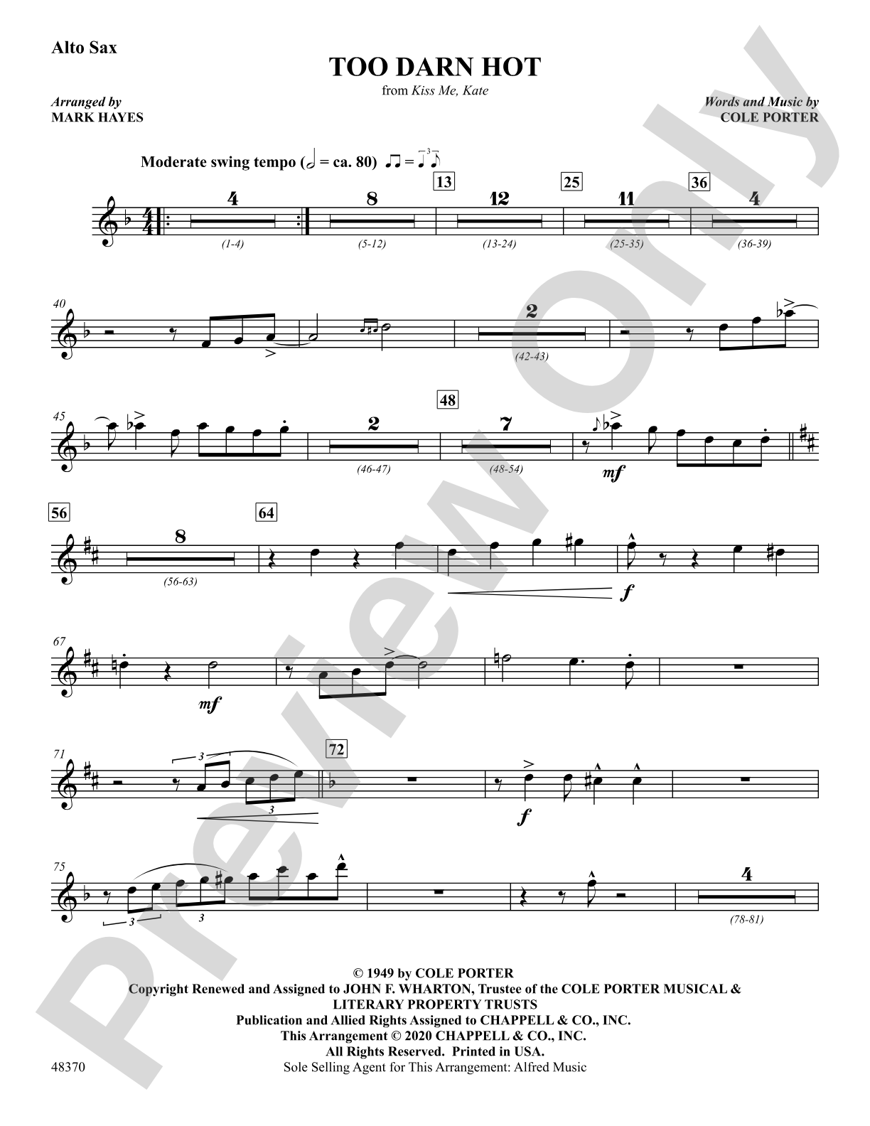 Too Darn Hot: E-flat Alto Saxophone