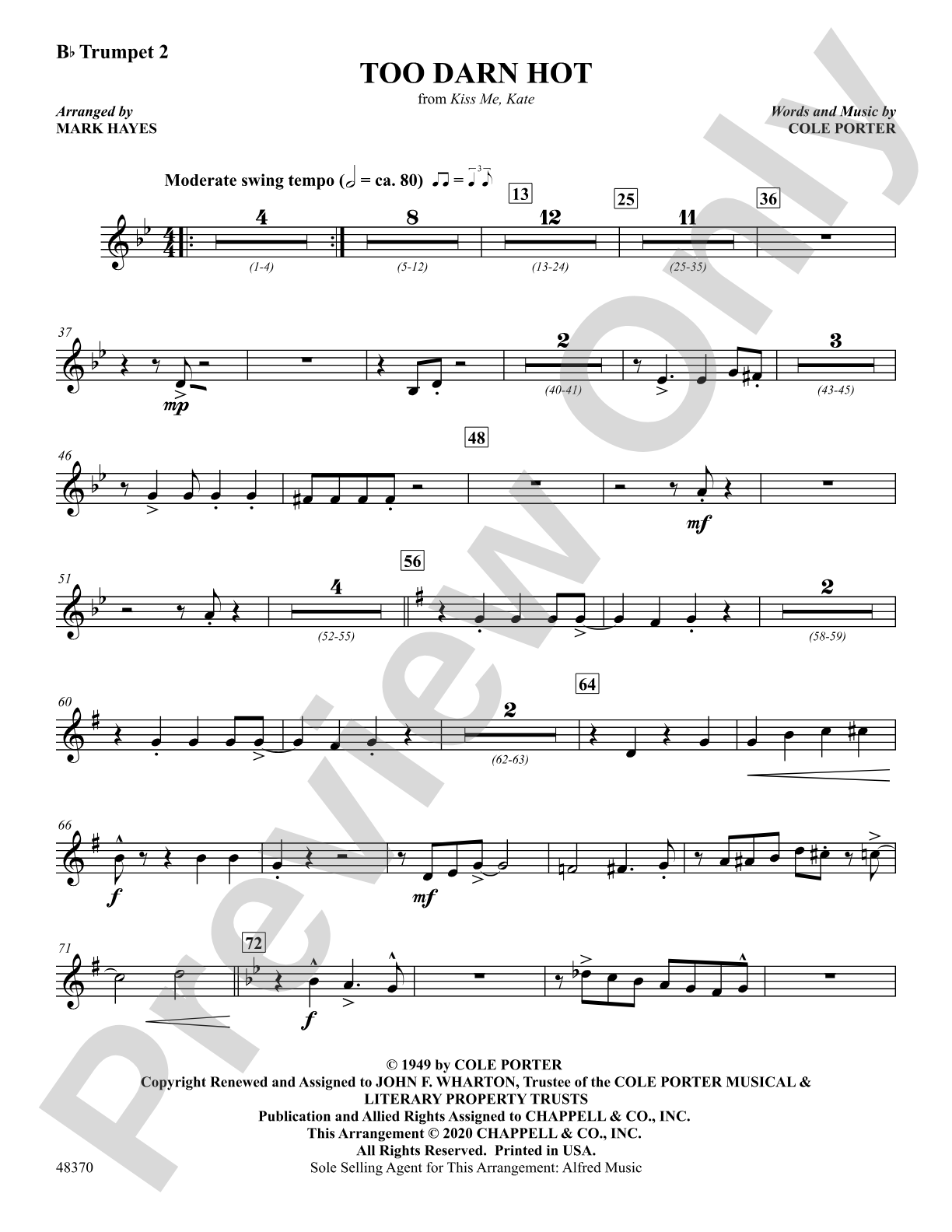 Too Darn Hot: 2nd B-flat Trumpet