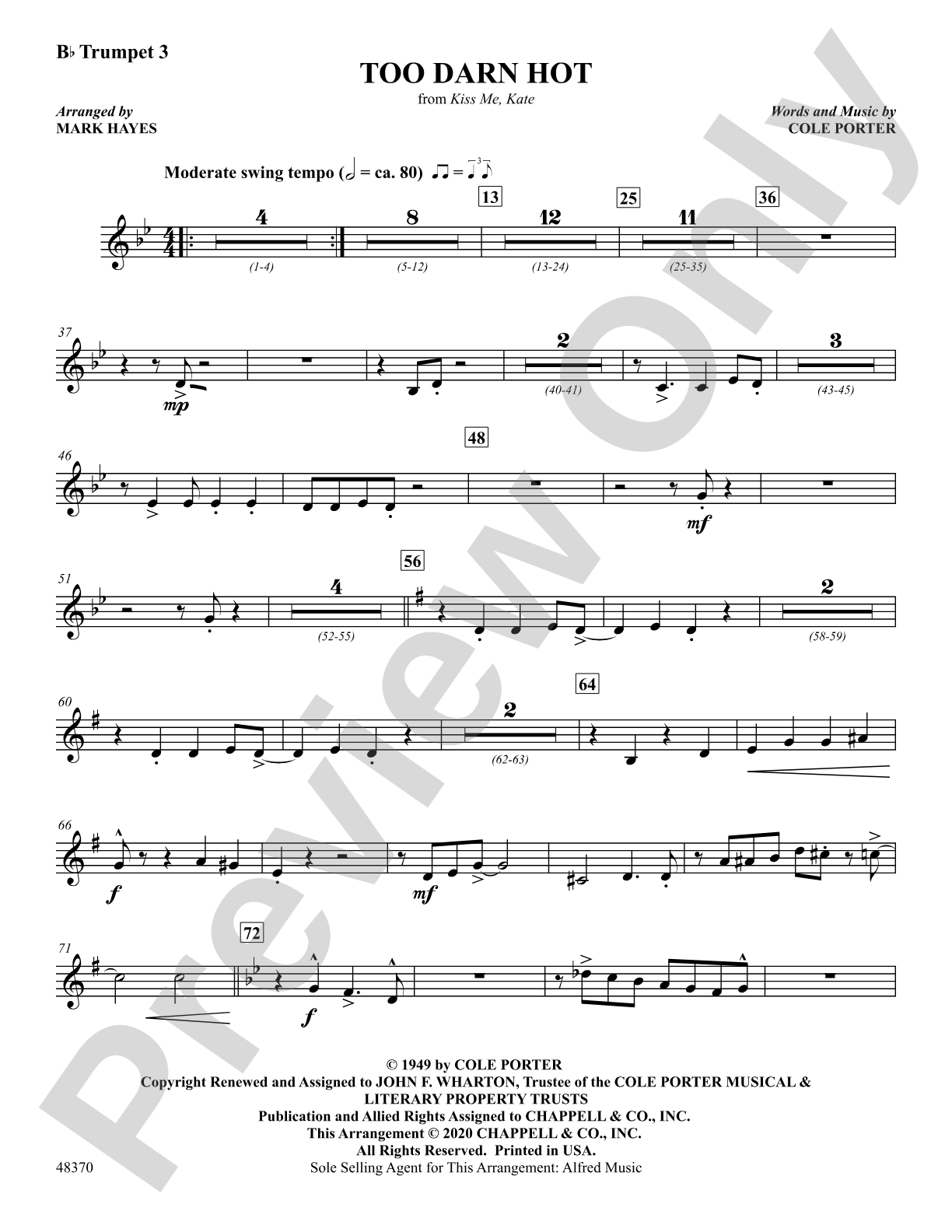 Too Darn Hot: 3rd B-flat Trumpet