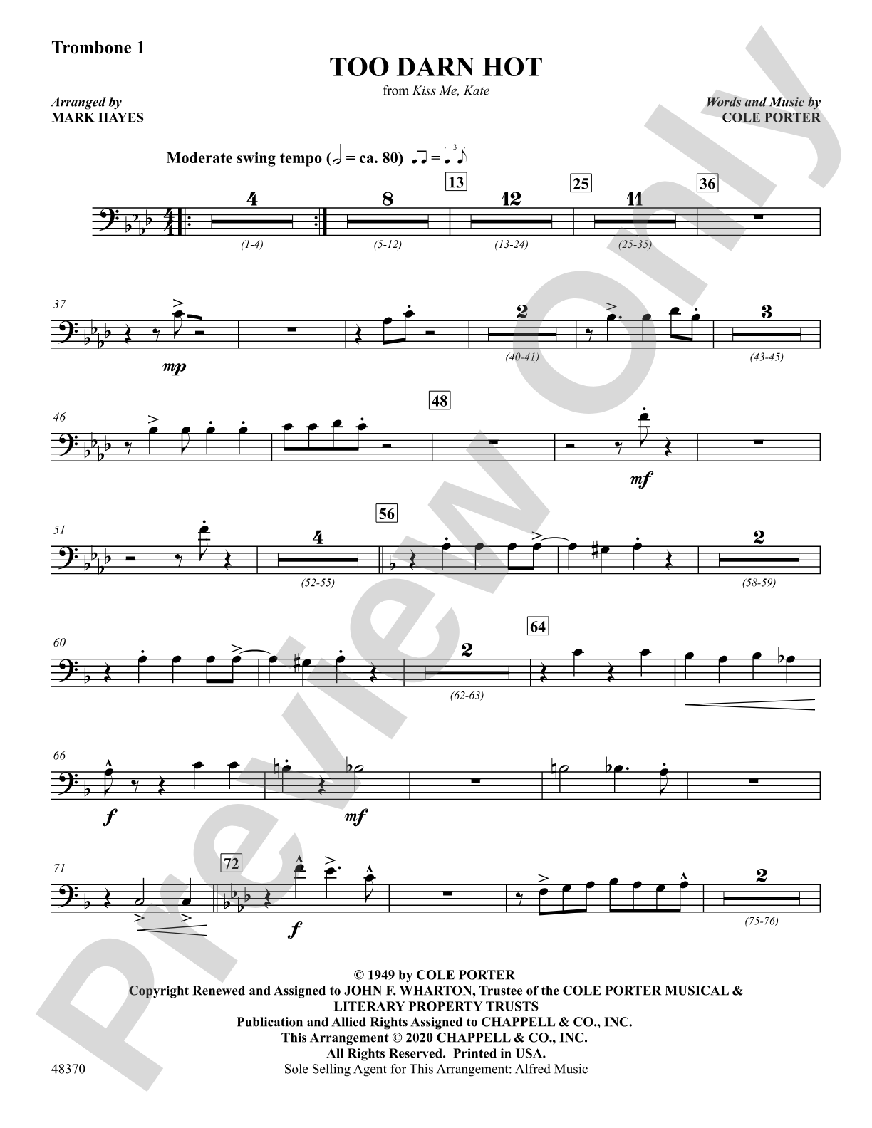 Too Darn Hot: 1st Trombone