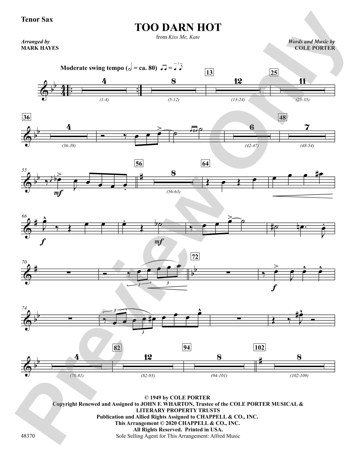 Too Darn Hot: B-flat Tenor Saxophone