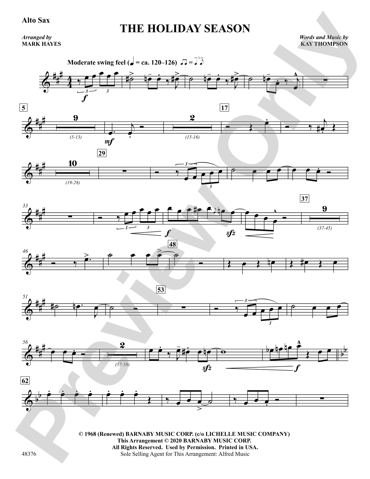 The Holiday Season: E-flat Alto Saxophone