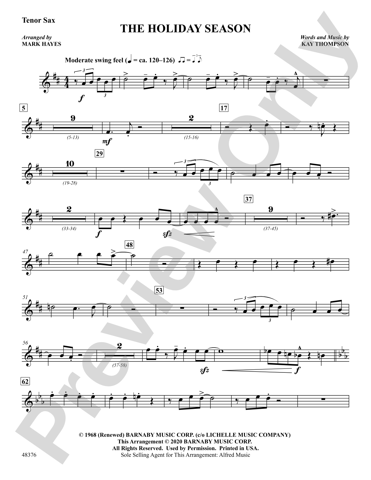 The Holiday Season: B-flat Tenor Saxophone