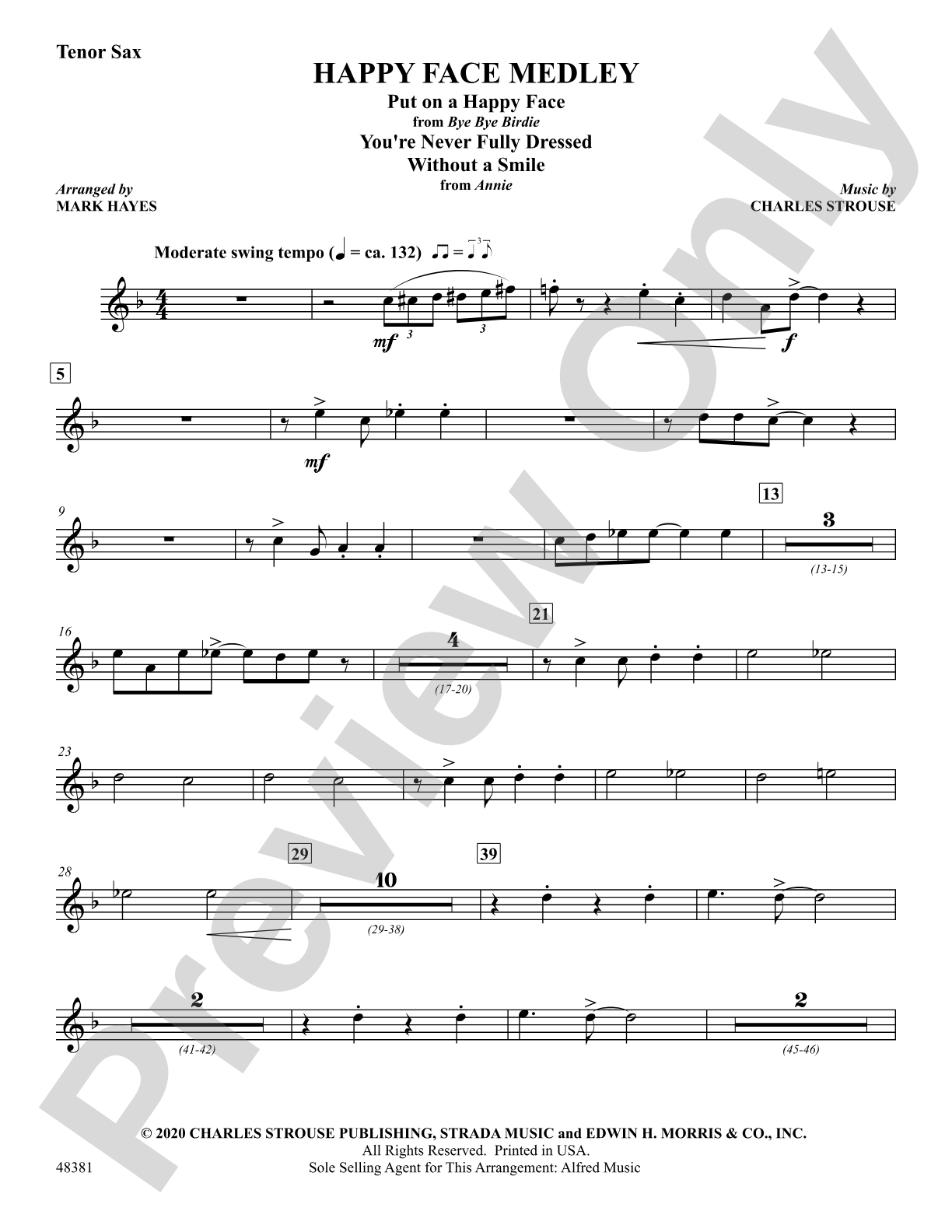 Happy Face Medley: B-flat Tenor Saxophone