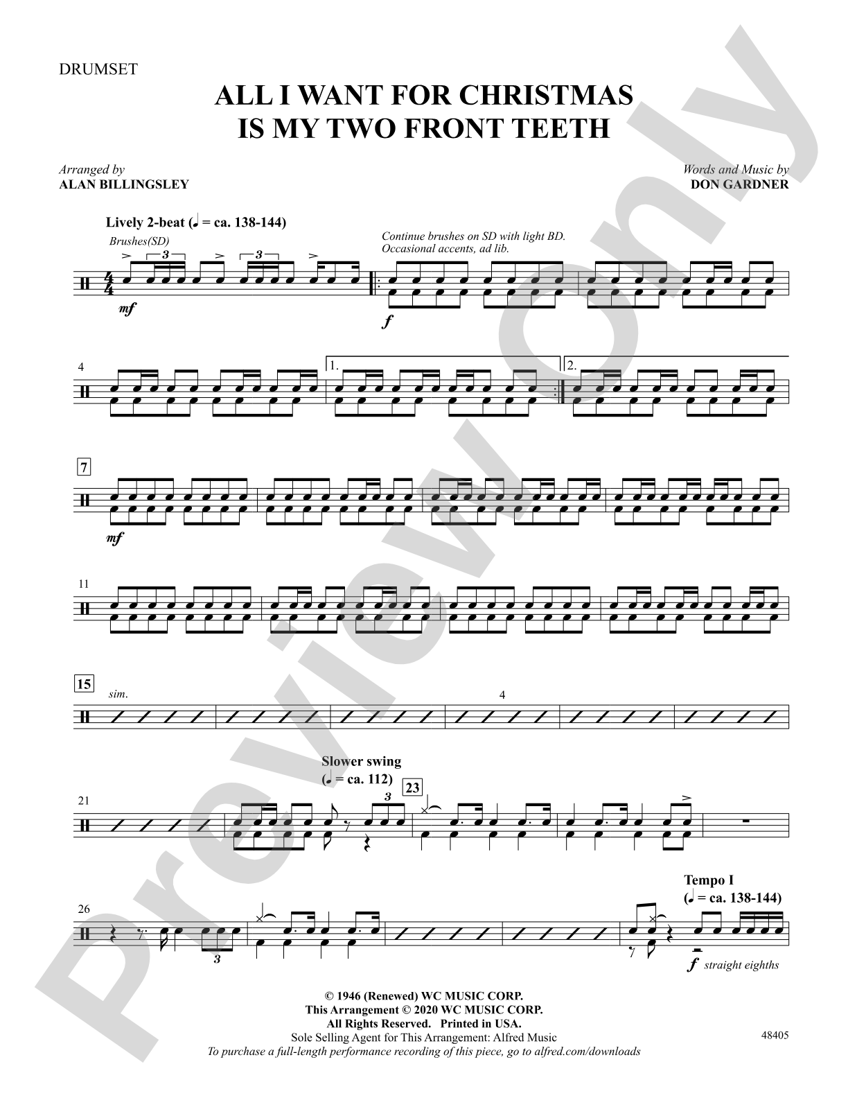 All I Want for Christmas Is My Two Front Teeth: Drums