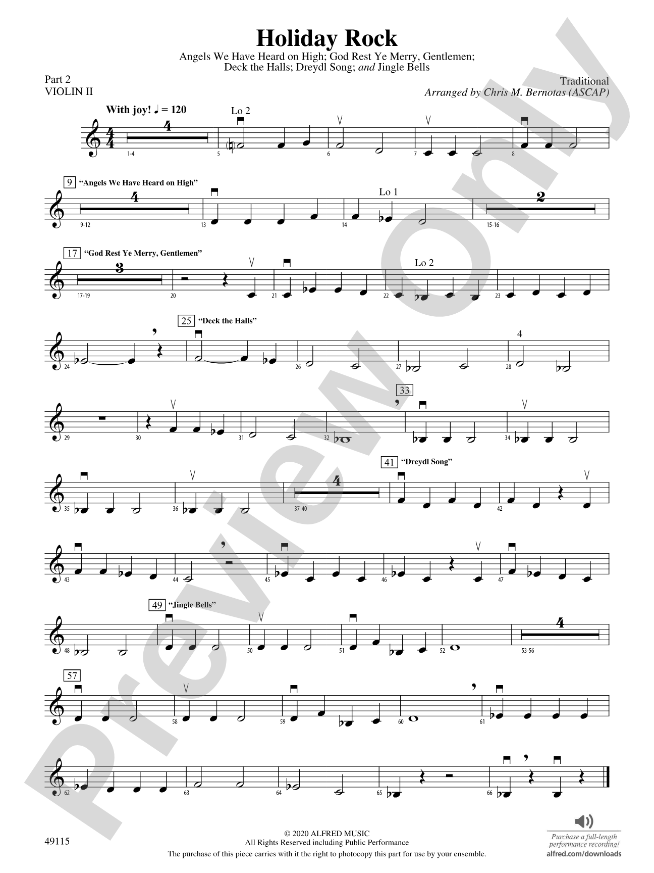 Holiday Rock: Part 2 - Violin I