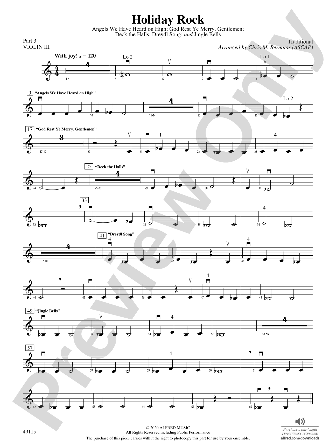 Holiday Rock: Part 3 - Violin I