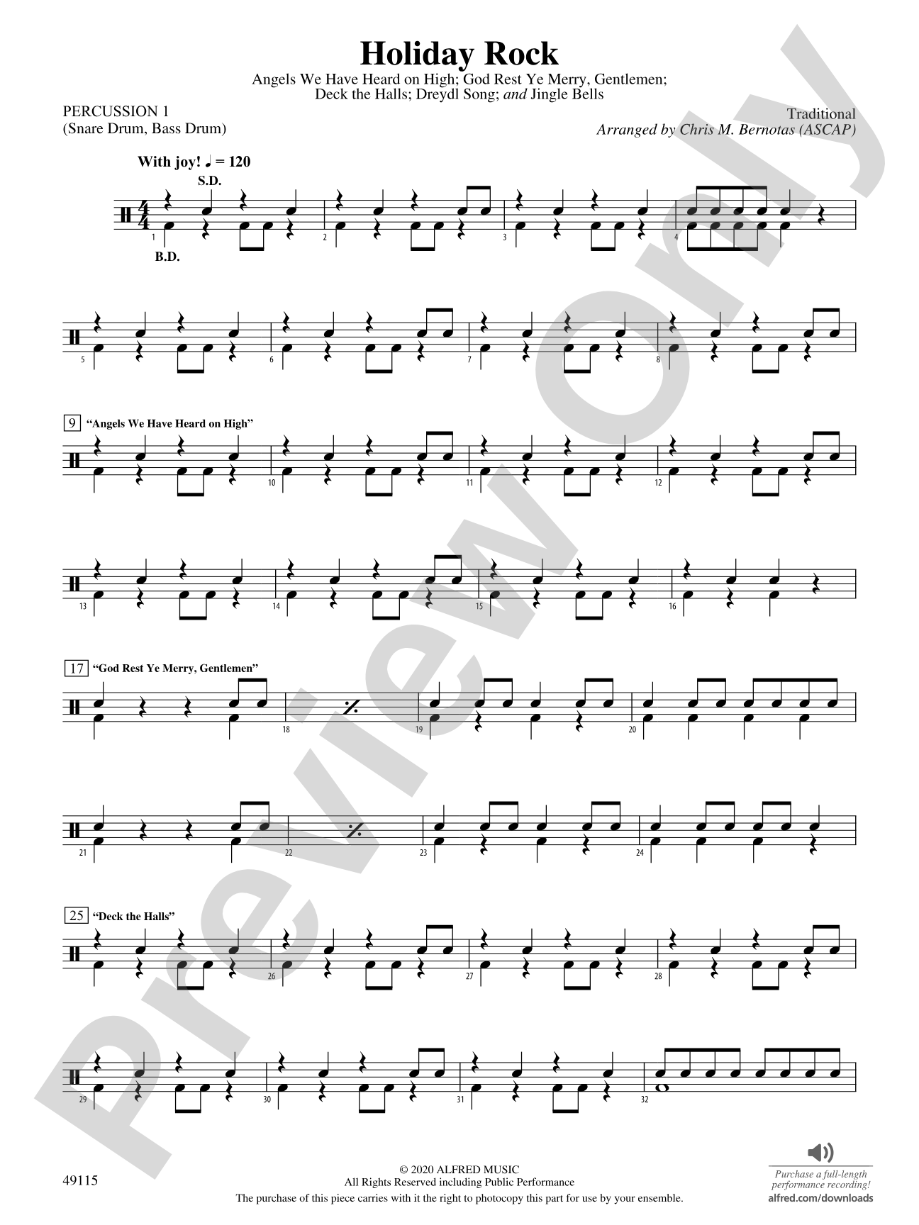 Holiday Rock: 1st Percussion
