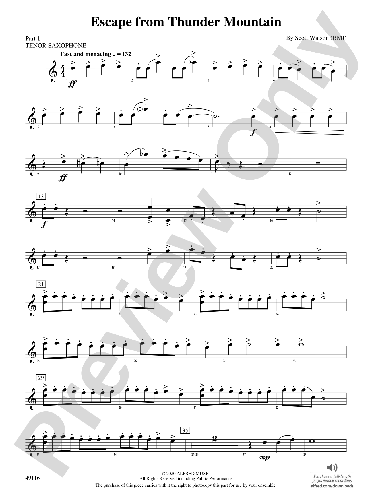 Escape from Thunder Mountain: Part 1 - Tenor Saxophone