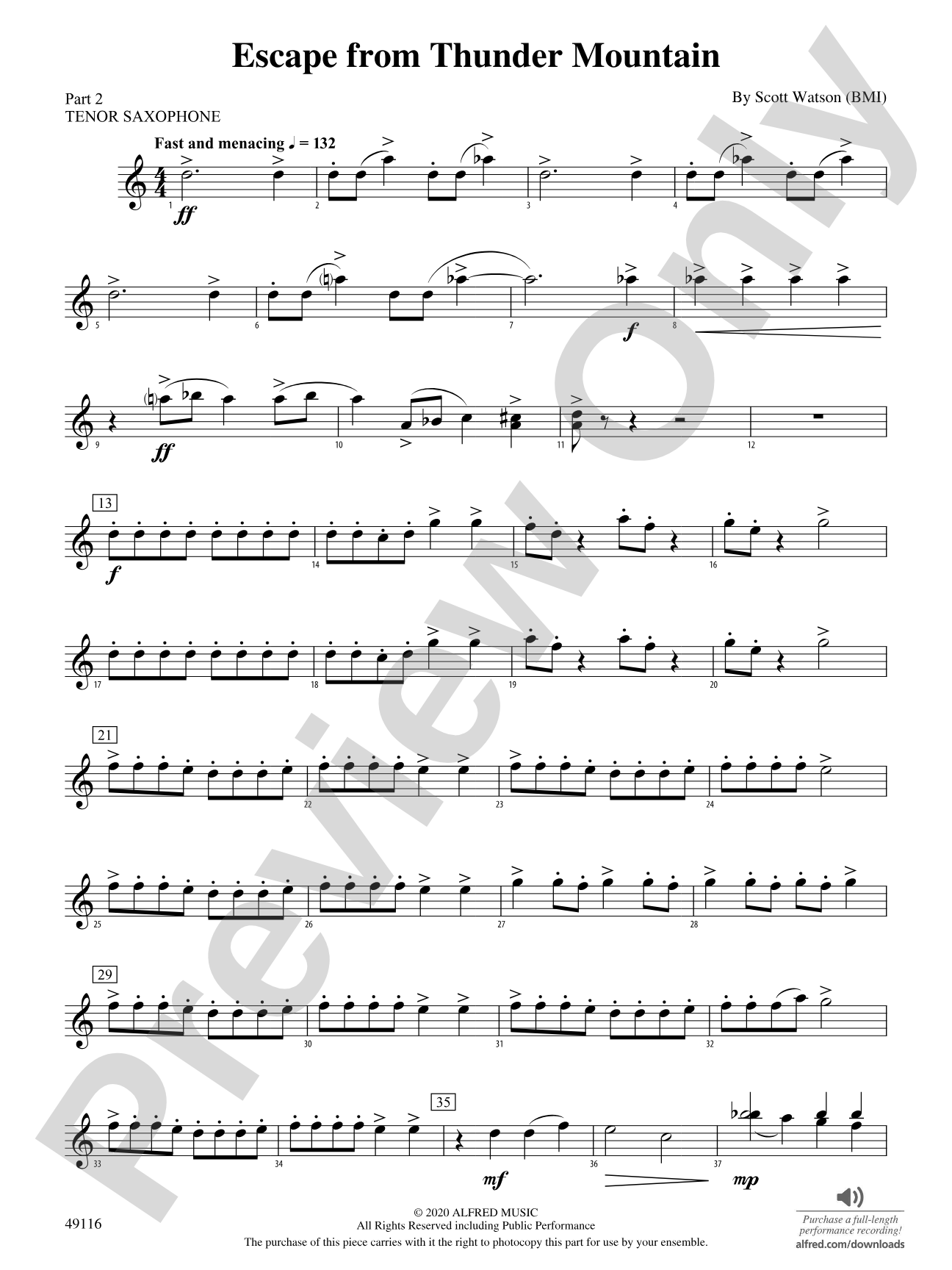 Escape from Thunder Mountain: Part 2 - Tenor Saxophone