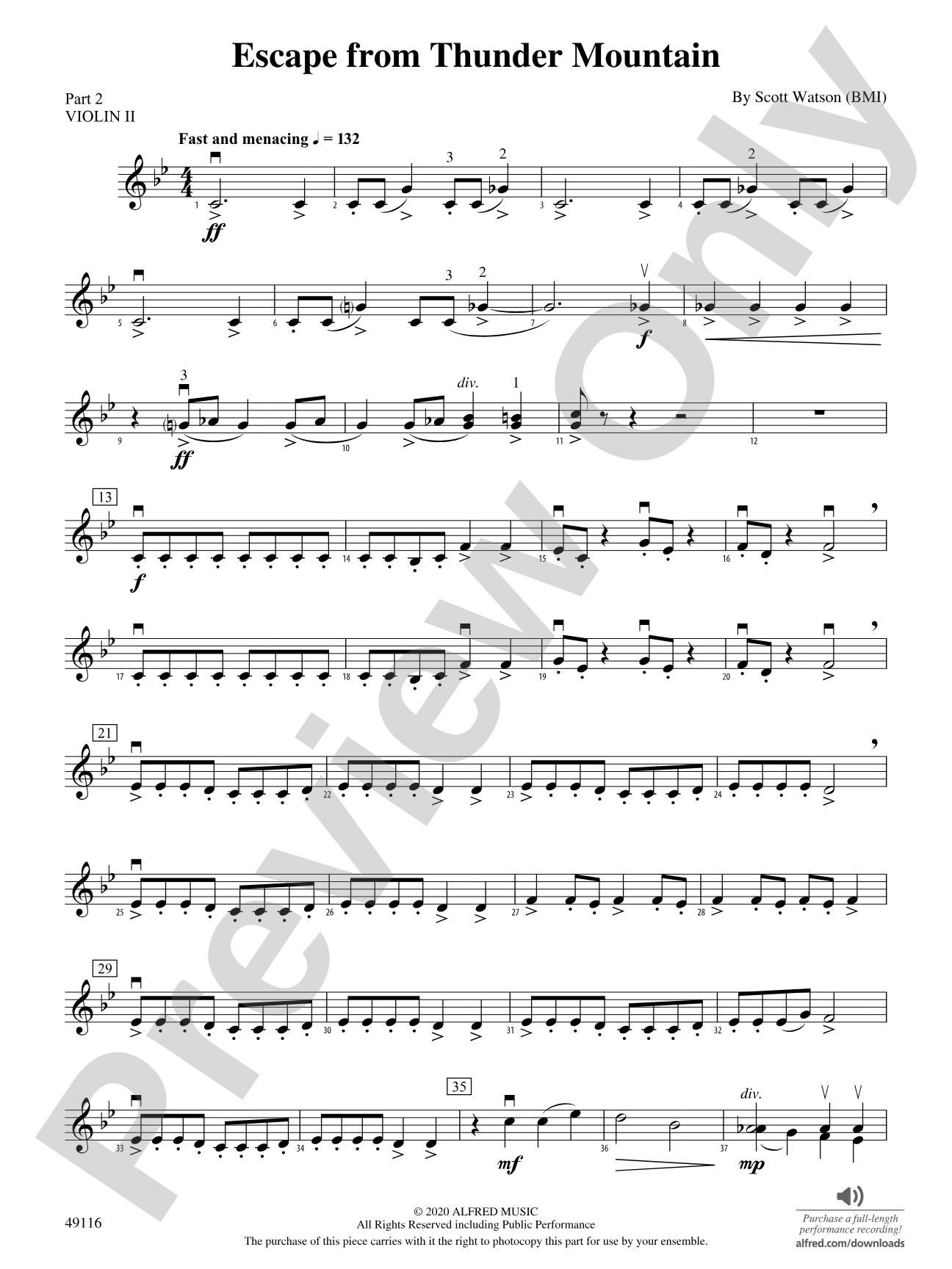 Escape from Thunder Mountain: Part 2 - Violin I