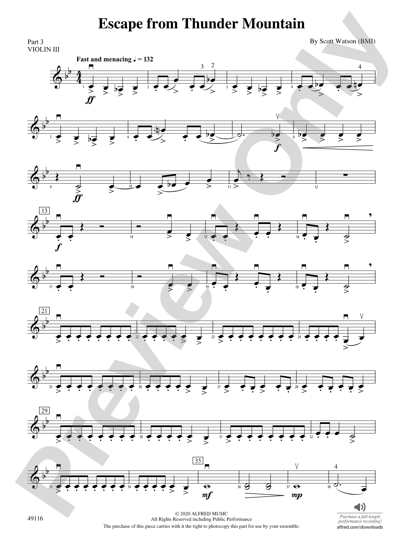 Escape from Thunder Mountain: Part 3 - Violin I
