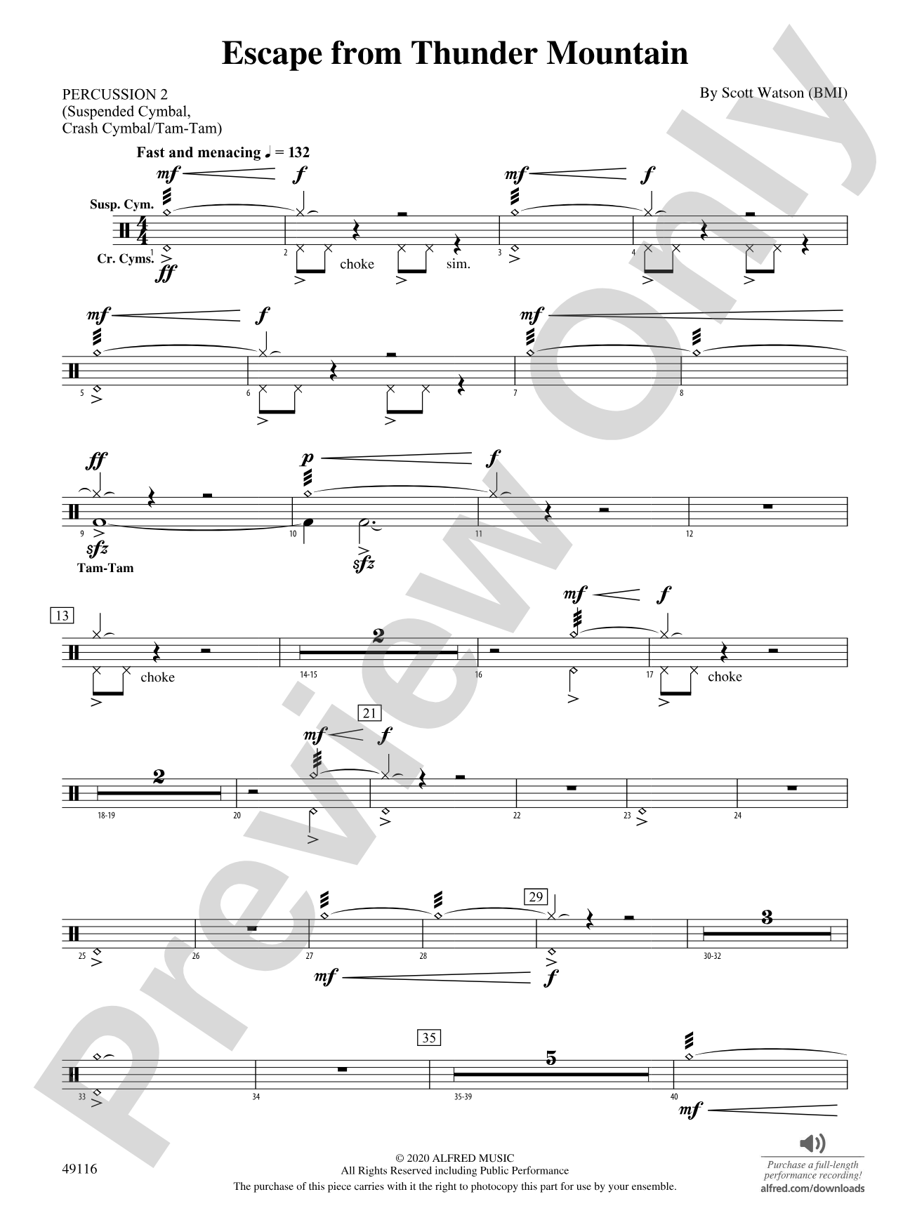 Escape from Thunder Mountain: 2nd Percussion