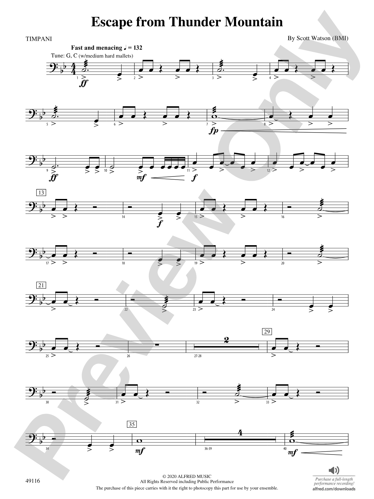 Escape from Thunder Mountain: Timpani