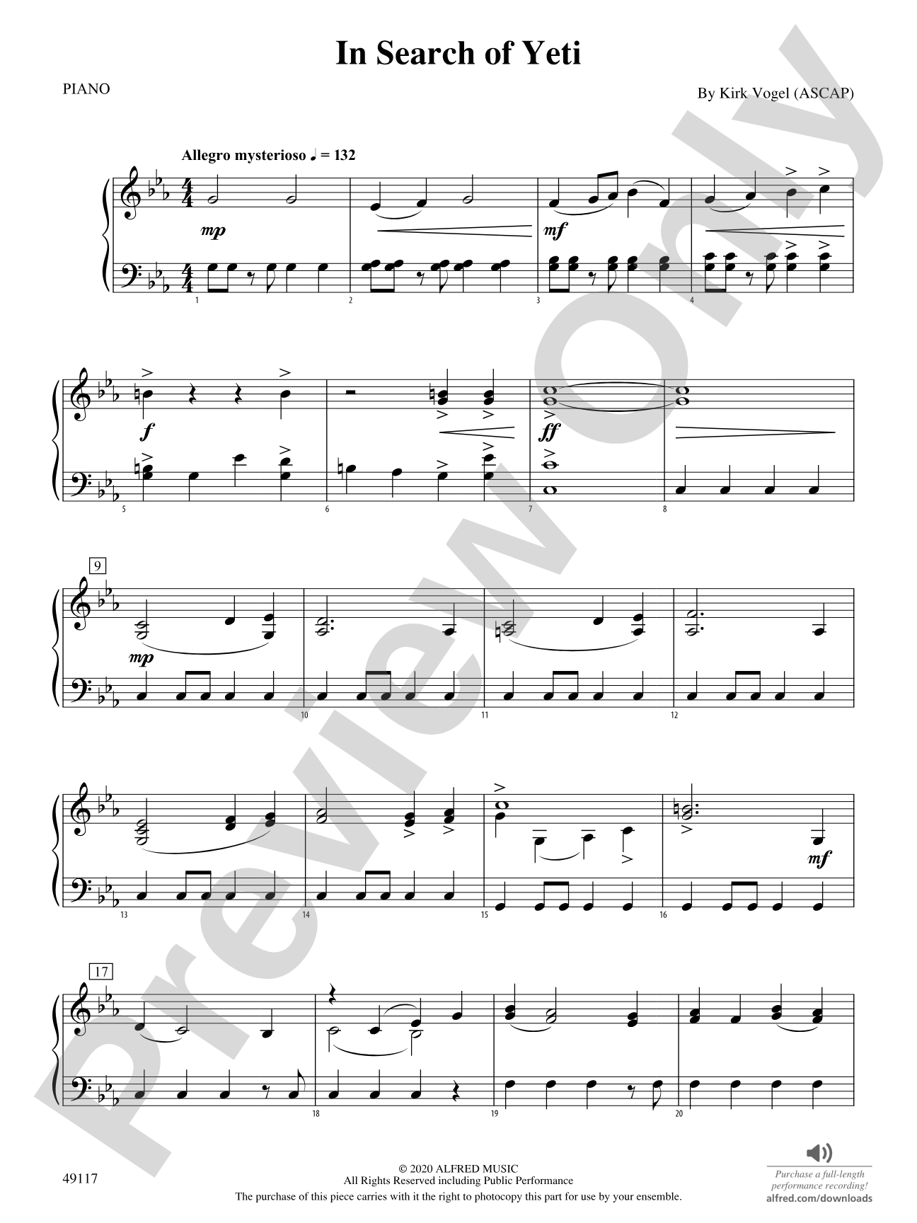 In Search of Yeti: Piano Accompaniment