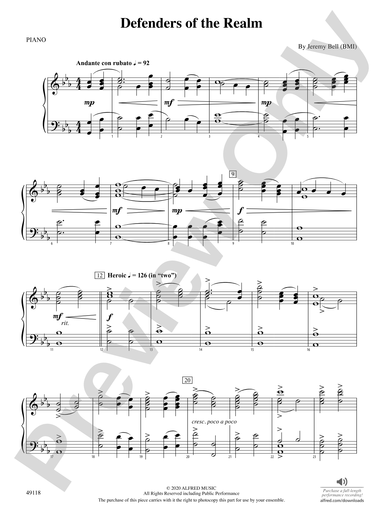 Defenders of the Realm: Piano Accompaniment