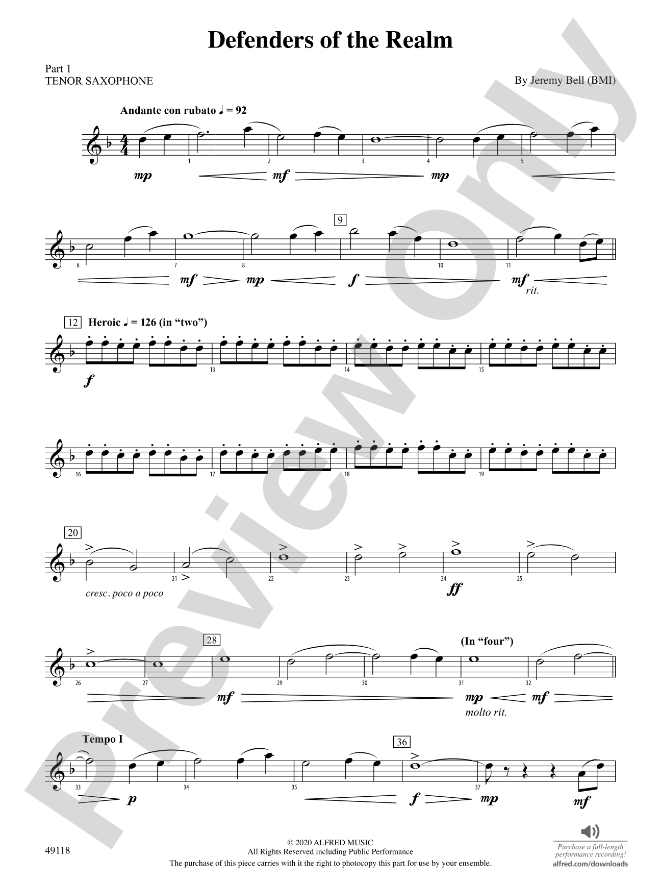 Defenders of the Realm: Part 1 - Tenor Saxophone