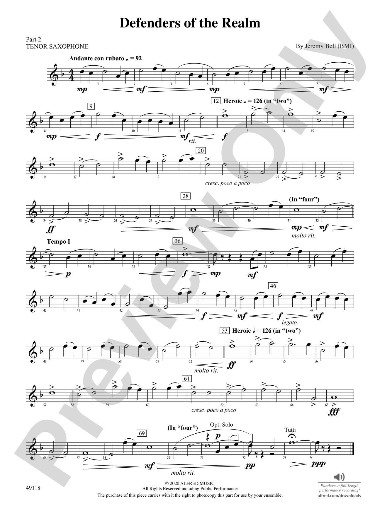 Defenders of the Realm: Part 2 - Tenor Saxophone