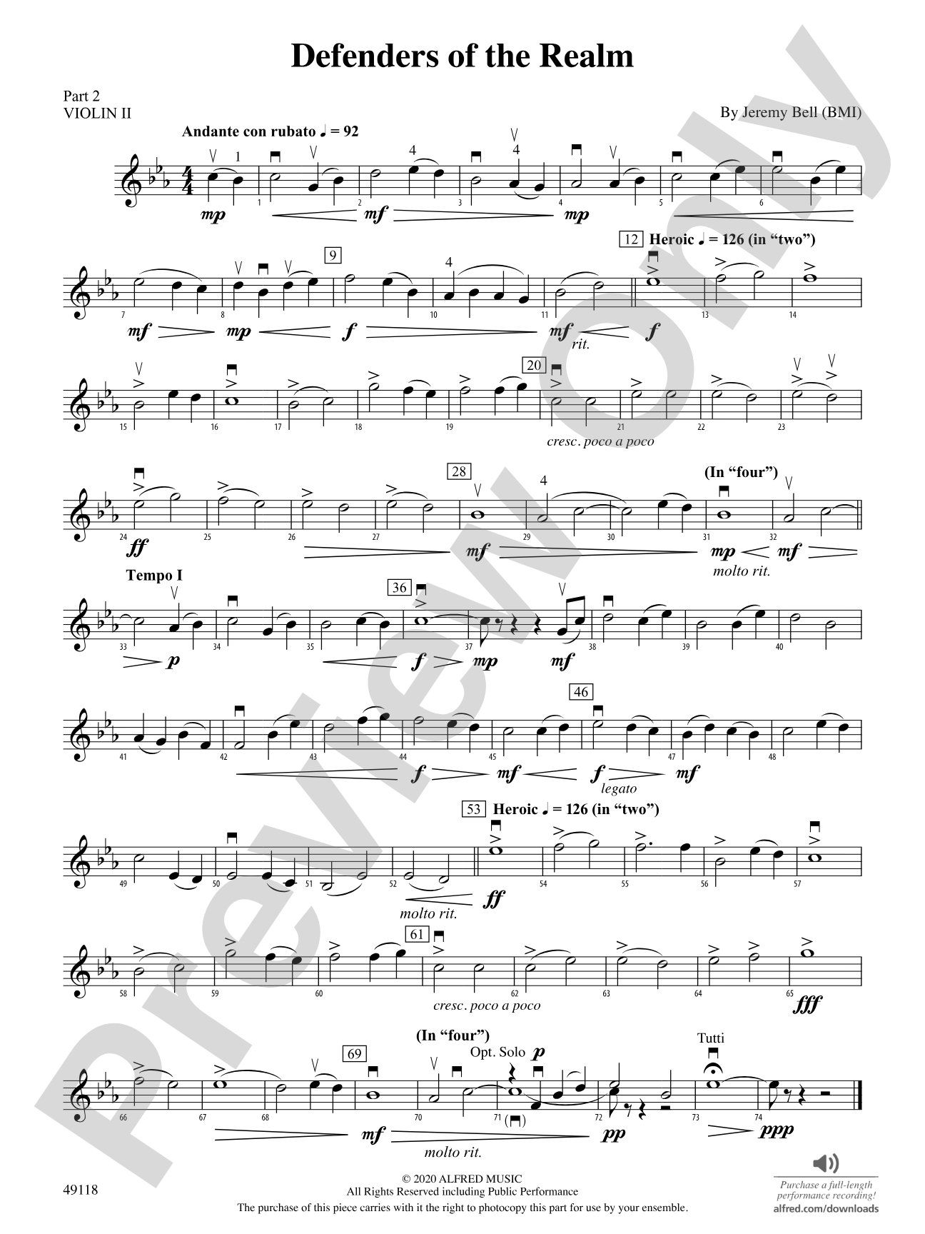 Defenders of the Realm: Part 2 - Violin I