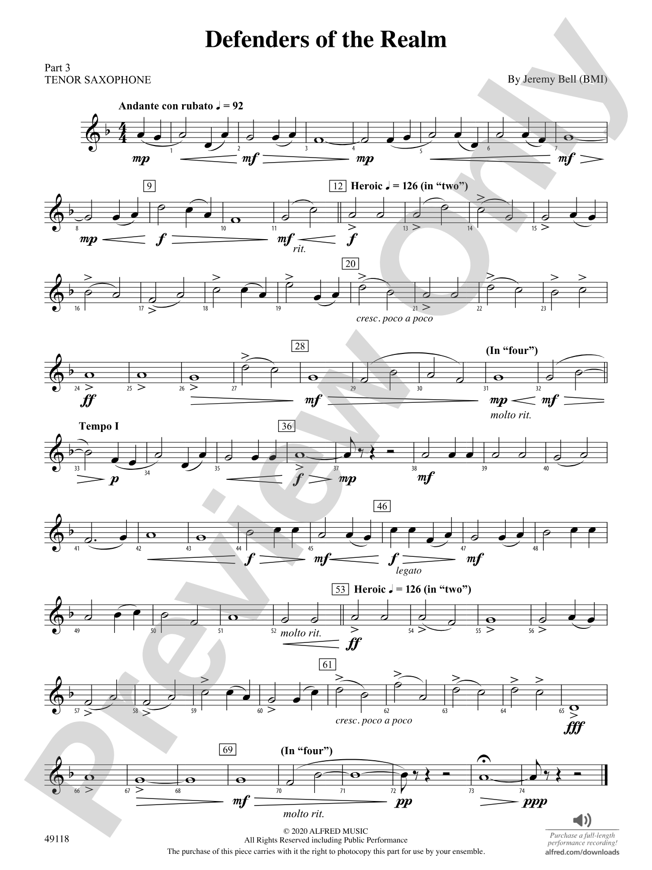 Defenders of the Realm: Part 3 - Tenor Saxophone