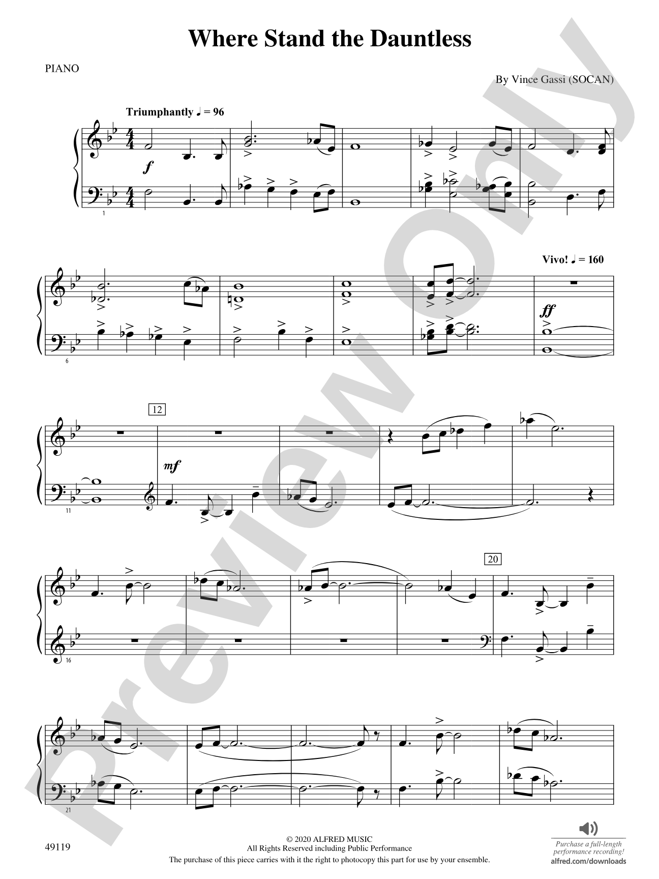 Where Stand the Dauntless: Piano Accompaniment