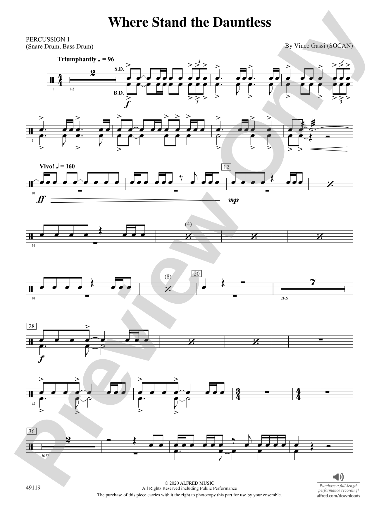 Where Stand the Dauntless: 1st Percussion