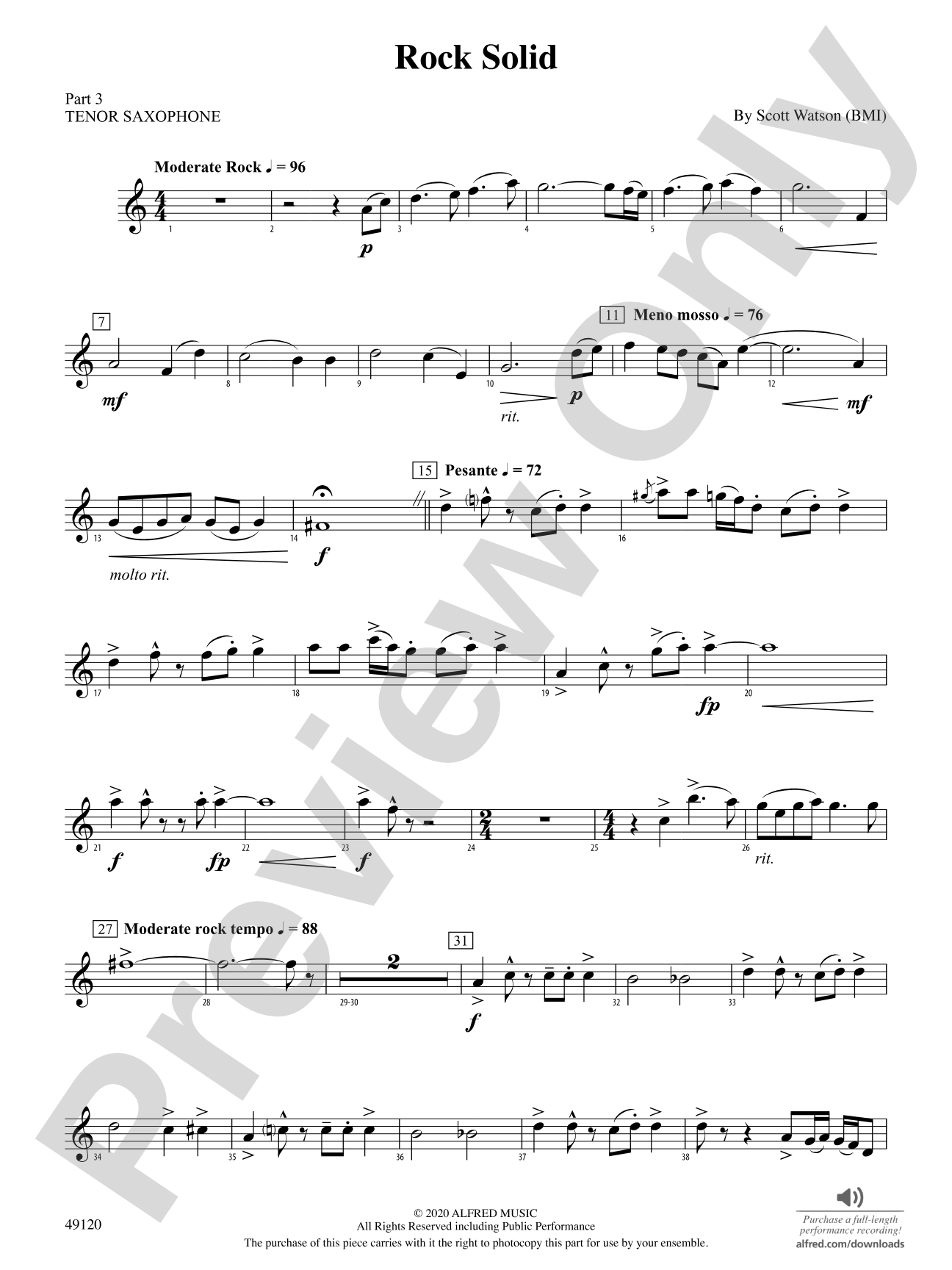 Rock Solid: Part 3 - Tenor Saxophone