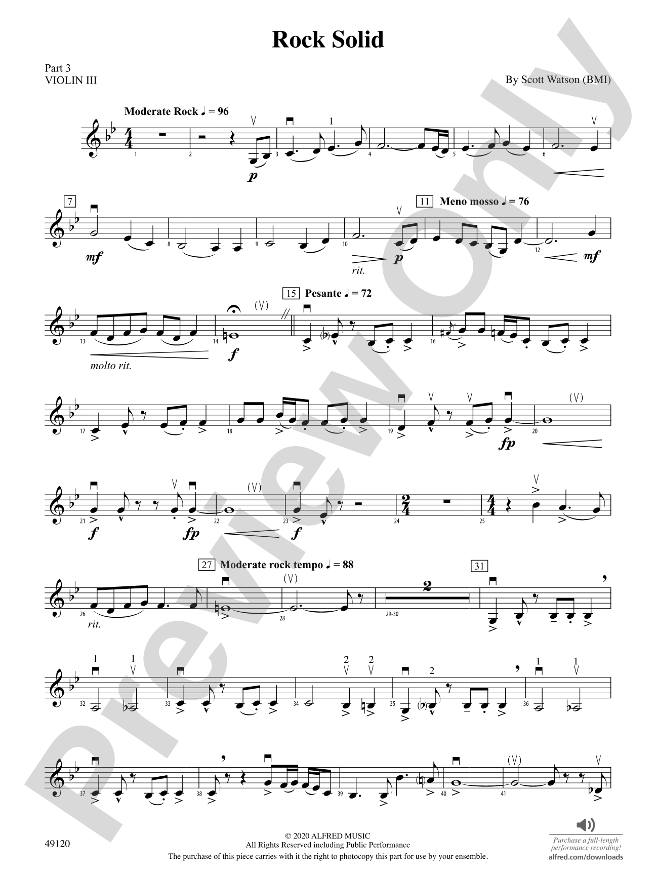 Rock Solid: Part 3 - Violin I